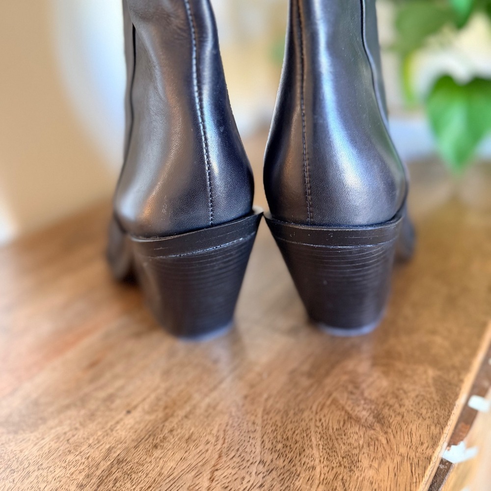 Vince Camuto Afelia Knee High Boots Women 8.5 Black Leather Western Square Toe - Picture 11 of 16